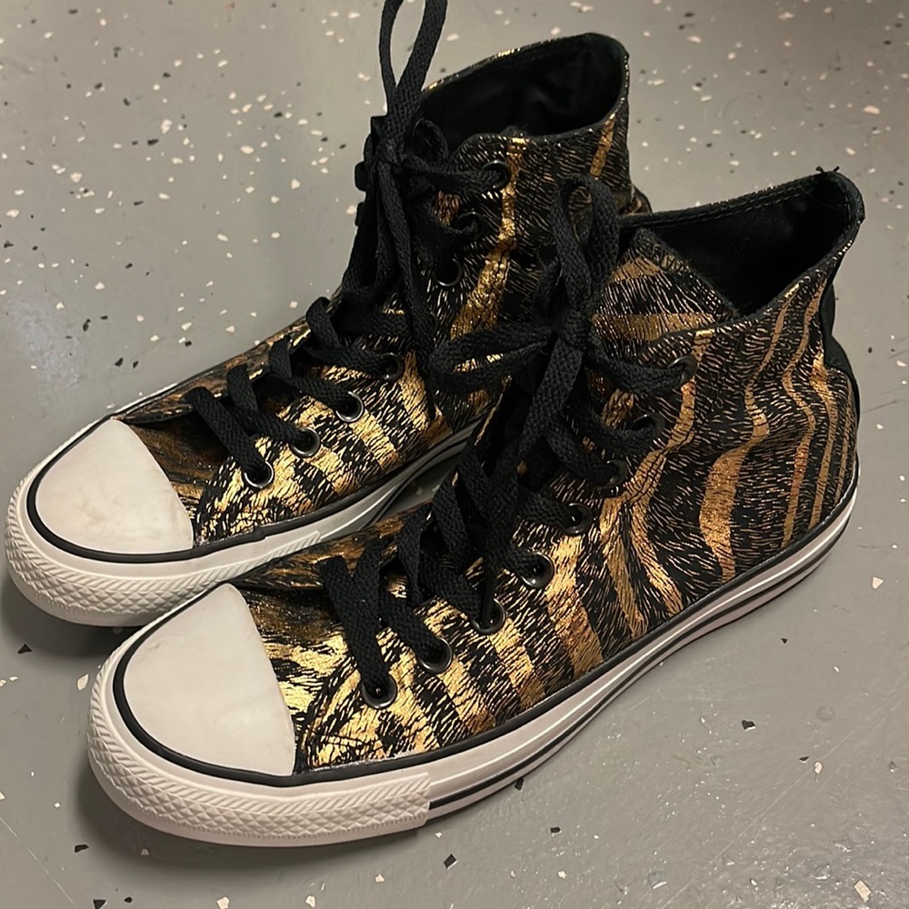 Converse Black and Gold High-Top Sneakers